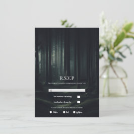 Donkere Moody Bos Bomen bij Twilight Wedding RSVP Kaart