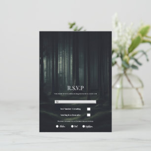 Donkere Moody Bos Bomen bij Twilight Wedding RSVP Kaart