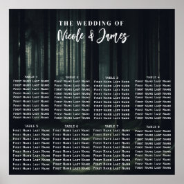 Donkere Moody Bos Bomen bij Twilight Wedding Seat Poster