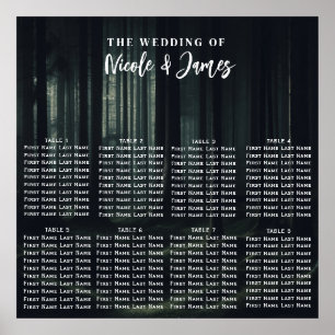 Donkere Moody Bos Bomen bij Twilight Wedding Seat Poster