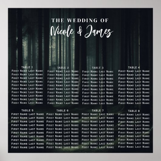 Donkere Moody Bos Bomen bij Twilight Wedding Seat Poster (Voorkant)