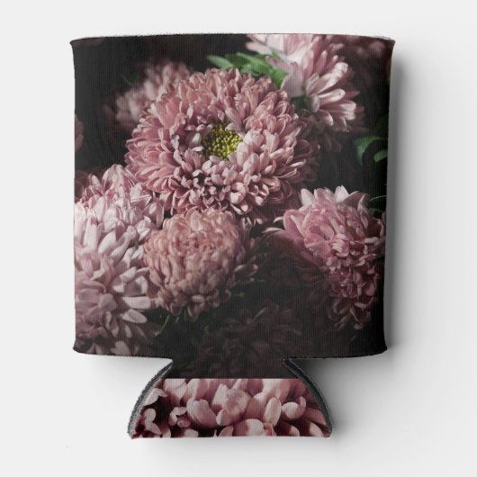 Donkere Moody Botanicals: Roze Asters Blikjeskoeler (Voorkant)