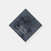 Donkere Moody Botanische Donkerblauwe Bruiloft Nam Servet (Hoek)