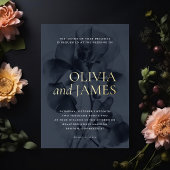 Donkere Moody Botanische Elegante Bruiloft Goud Folie Uitnodiging