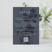 Donkere Moody Botanische Overlay Blauwe Bruiloft Informatiekaartje (Staand voorkant)