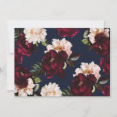 Donkere Moody Burgundy Blush Navy Blauwe Bloemige  Save The Date (Achterkant)