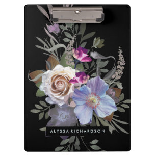 Donkere Moody Floral op zwart Klembord