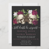 Donkere Moody Gothic Skull Floral Wedding Kaart (Voorkant)
