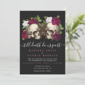 Donkere Moody Gothic Skull Floral Wedding Kaart (Staand voorkant)
