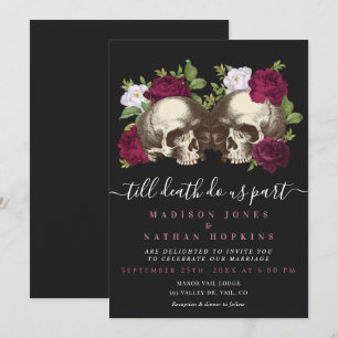 Donkere Moody Gothic Skull Floral Wedding Kaart