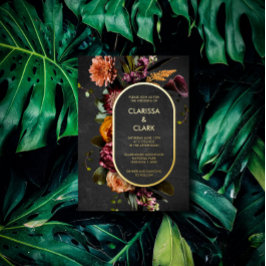 Donkere Moody Krachtige Wilde Bloem Bruiloft Folie Uitnodiging