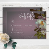 Donkere Moody Mauve Bloemen Moderne Bruiloft RSVP Kaartje