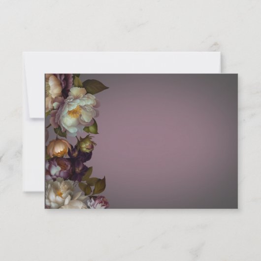 Donkere Moody Mauve Bloemen Moderne Bruiloft Save The Date (Achterkant)
