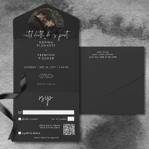 Donkere Moody Minimaal Foto QR Code Huwelijk All In One Uitnodiging