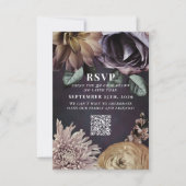 Donkere Moody Paarse bruiloft QR-code Gelieve te a RSVP Kaartje (Voorkant)