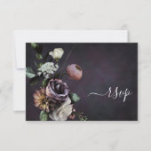 Donkere Moody Paarse Script Floral QR Code RSVP Ca (Voorkant)