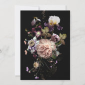 Donkere Moody Pastel Opulent Bloemen Zwarte Verjaa Kaart (Achterkant)