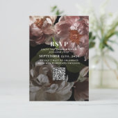 Donkere Moody Pink Wedding QR-code Gelieve RSVP te Kaartje (Staand voorkant)