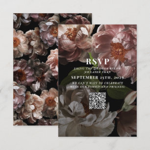 Donkere Moody Pink Wedding QR-code Gelieve RSVP te Kaartje
