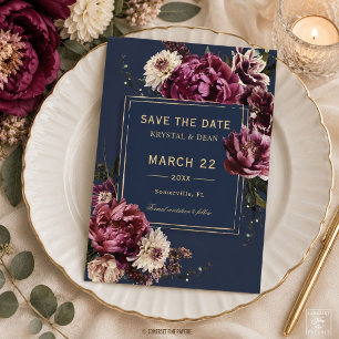 Donkere Moody Plum Burgundy Mauve Bloemige Marine Save The Date
