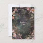 Donkere Moody Romantische Bloemen Bruiloft Foto Bedankkaart (Voorkant)