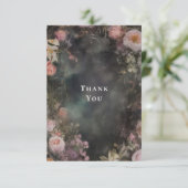 Donkere Moody Romantische Bloemen Bruiloft Foto Bedankkaart (Staand voorkant)