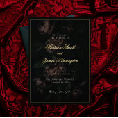 Donkere Moody Romantische Gotische Bloemen Gouden Folie Uitnodiging