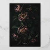 Donkere Moody Romantische Gotische Bloemen Gouden Folie Uitnodiging (Achterkant)