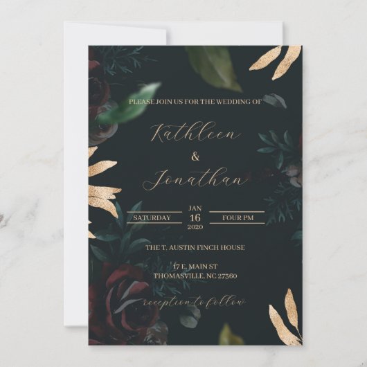 Donkere Moody Wedding Invitation Black Wedding Inv Kaart (Voorkant)