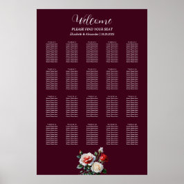 Donkere mooie roze witte rode rozen zitplaatskaart poster