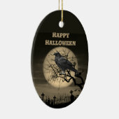 Donkere Moon Graveyard en Raven Halloween Keramisch Ornament (Rechts)