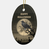 Donkere Moon Graveyard en Raven Halloween Keramisch Ornament (Links)