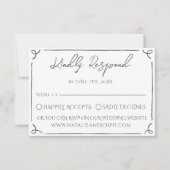 Donkere mosgroene whimsical boho moderne trouw RSVP kaartje (Voorkant)