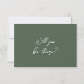 Donkere mosgroene whimsical boho moderne trouw RSVP kaartje (Achterkant)