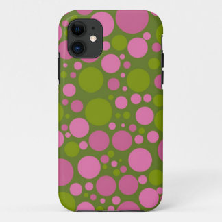 Donkere Moss Green en donkerroze pooldots Case-Mate iPhone Case