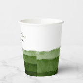 Donkere Moss Green Waterverf Wedding I Papieren Bekers (Links)