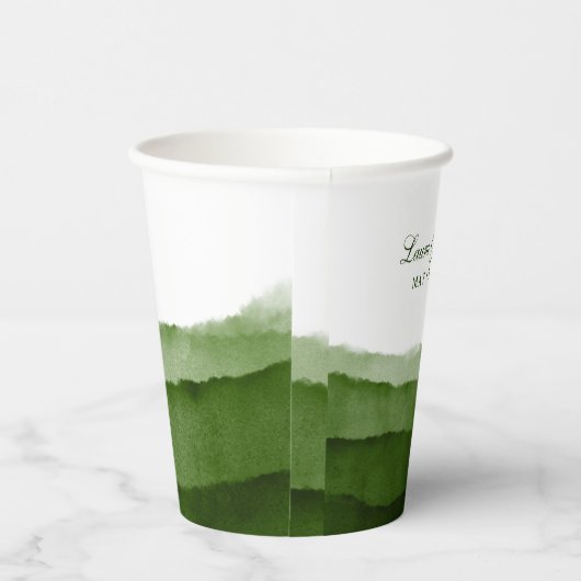 Donkere Moss Green Waterverf Wedding I Papieren Bekers (Rechts)
