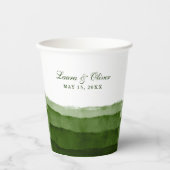 Donkere Moss Green Waterverf Wedding I Papieren Bekers (Voorkant)