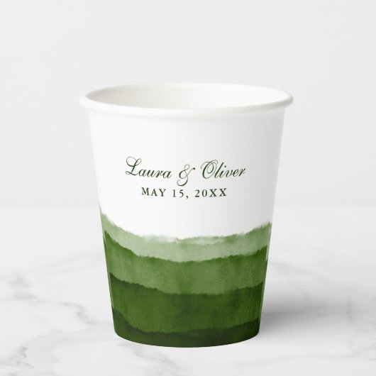 Donkere Moss Green Waterverf Wedding I Papieren Bekers (Voorkant)