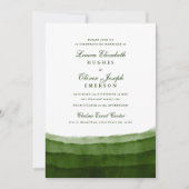 Donkere Moss Green Waterverf Wedding Invitations Kaart (Voorkant)