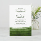 Donkere Moss Green Waterverf Wedding Invitations Kaart (Staand voorkant)