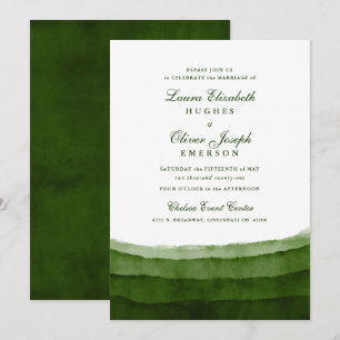 Donkere Moss Green Waterverf Wedding Invitations Kaart
