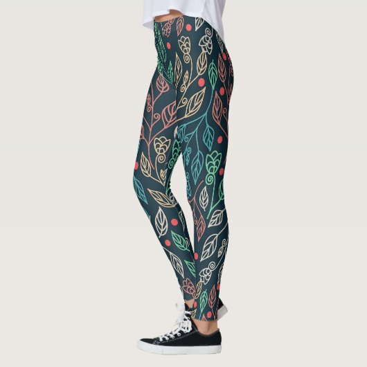 Donkere multicolor bladeren leggings (Links)