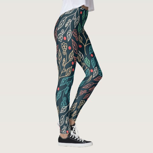 Donkere multicolor bladeren leggings (Rechts)