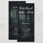 Donkere, mysterieuze bosbomen schemering huwelijks programmakaart (Voorkant / Achterkant)