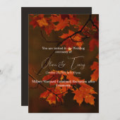 Donkere, mysterieuze elegante bruiloft met bladgro kaart (Voorkant / Achterkant)