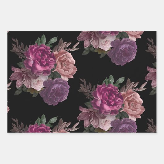 Donkere, mysterieuze waterverf bloem zwarte Bruids Inpakpapier Vel (Voorkant 2)