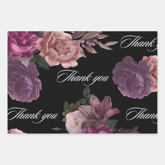 Donkere, mysterieuze waterverf bloem zwarte Bruids Inpakpapier Vel (Voorkant)