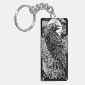 Donkere mystieke raaf sleutelhanger (Voorkant Links)