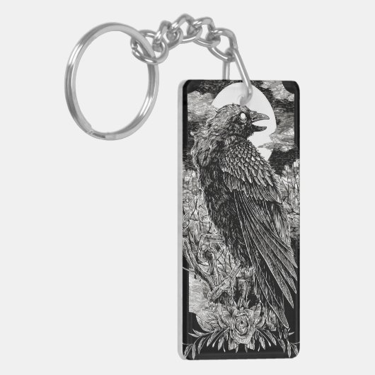 Donkere mystieke raaf sleutelhanger (Voorkant Links)